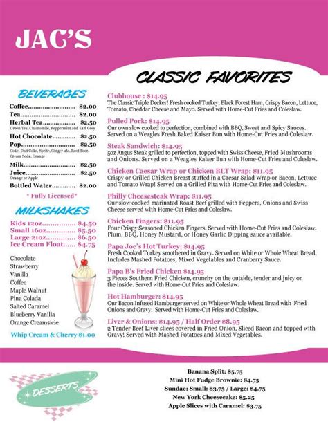 jac's bistro menu 7 (200+ ratings) • Seafood • $$ • Read 5